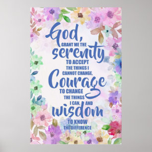 Póster Serenity Prayer Floral Poesía