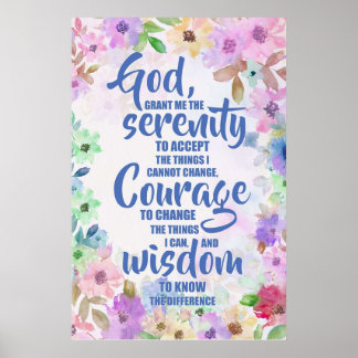 Póster Serenity Prayer Floral Poesía
