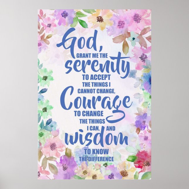 Póster Serenity Prayer Floral Poesía (Frente)