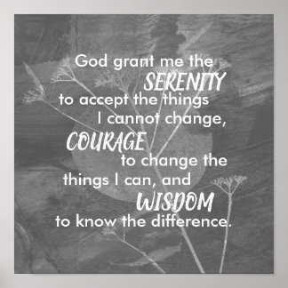 Póster Serenity prayer gray and white natlure art 