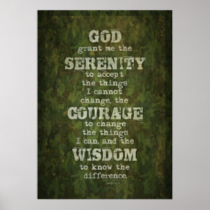 Póster Serenity Prayer: Grunge, Camouflage, Recovery