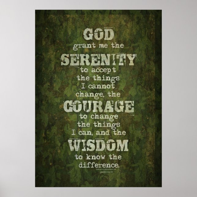 Póster Serenity Prayer: Grunge, Camouflage, Recovery (Frente)