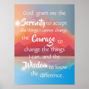 Póster Serenity Prayer Mountain Sunset Sunrise Wall