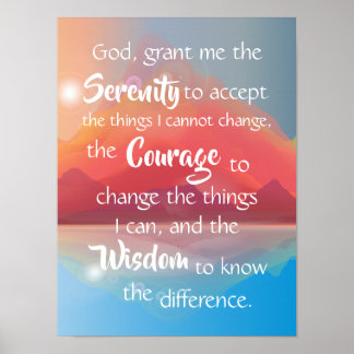 Póster Serenity Prayer Mountain Sunset Sunrise Wall