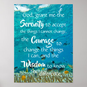 Póster Serenity Prayer Ocean Fish Meditación