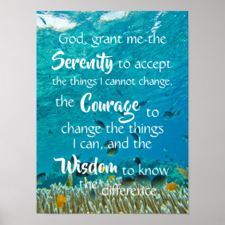 Póster Serenity Prayer Ocean Fish Meditación