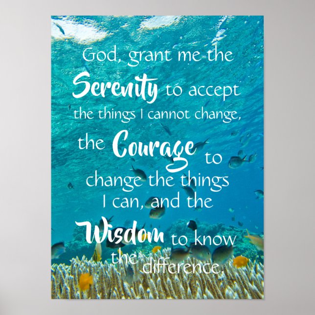 Póster Serenity Prayer Ocean Fish Meditación (Frente)