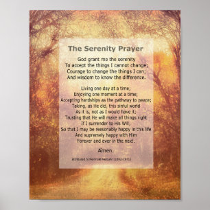 Póster Serenity Prayer (oración de la serenidad) cita ins