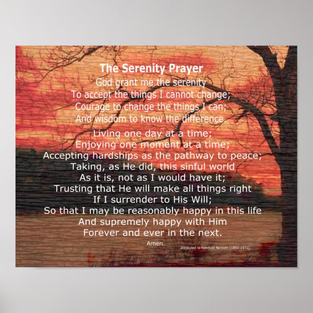 Póster Serenity Prayer (oración de la serenidad) cita ins (Frente)
