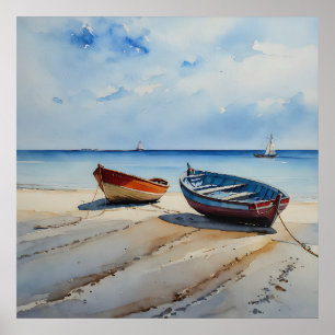 Póster "Serenity Shores" Una Tranquila capa marina de acu