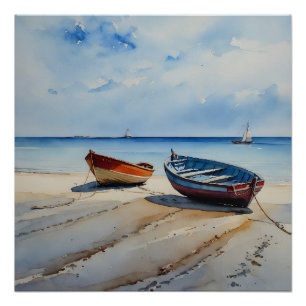 Póster "Serenity Shores" Una Tranquila capa marina de acu