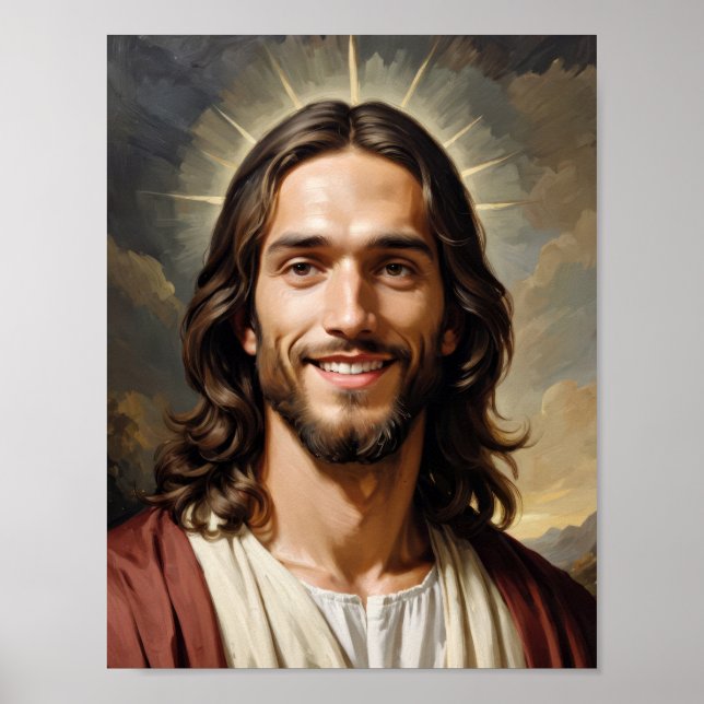 Póster Sereno Jesucristo con aura  (Frente)