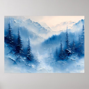 Póster Serenos pinos escarchados y niebla de montaña – Te
