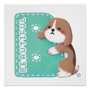 Póster Serie Alphabet: "B" Hermoso Ilustracion Beagle
