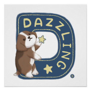 Póster Serie Alphabet: Ilustracion Beagle deslumbrante "D