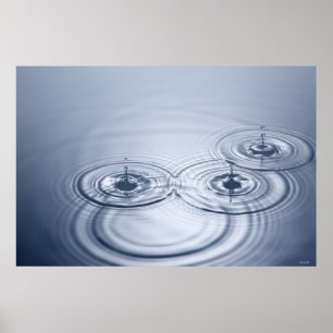 Póster Serie de gotas que caen en el mar