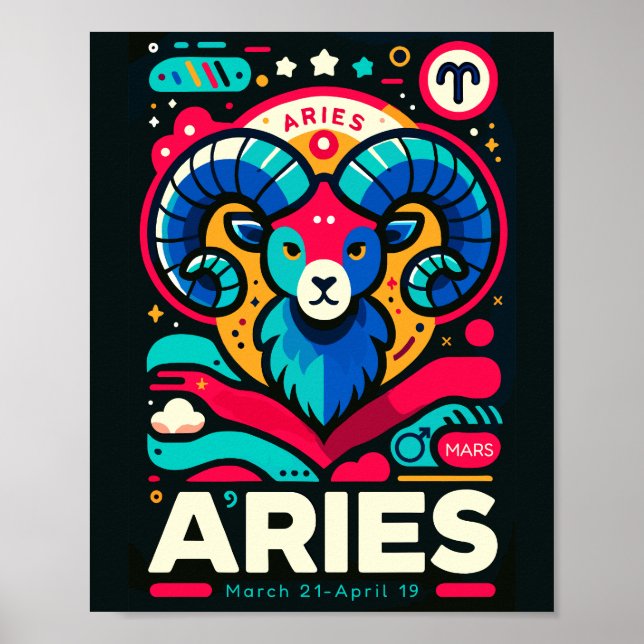 Póster Serie de Rótulos Zodiac - Aries (Frente)
