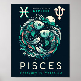 Póster Serie de Rótulos Zodiac - Pisces
