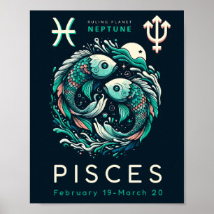 Póster Serie de Rótulos Zodiac - Pisces
