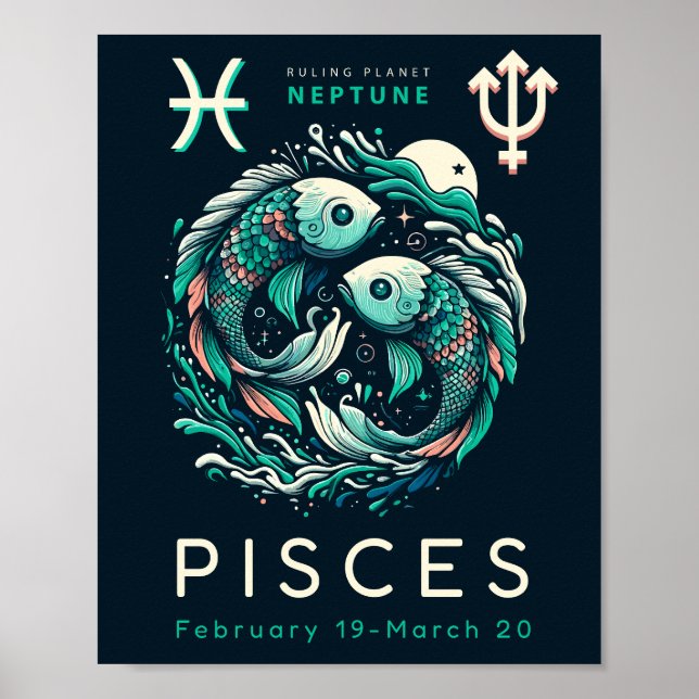 Póster Serie de Rótulos Zodiac - Pisces (Frente)