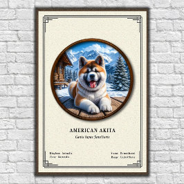 Póster Serie de Zoología de Akita Americano