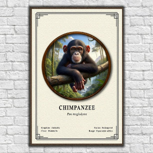 Póster Serie de Zoología de Chimpancé