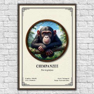 Póster Serie de Zoología de Chimpancés