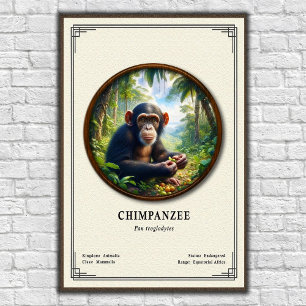 Póster Serie de Zoología de Chimpancés