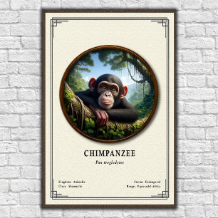 Póster Serie de Zoología de Chimpancés