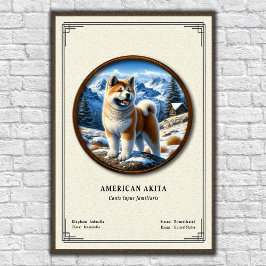 Póster Serie de Zoología del Akita Americano