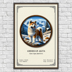 Póster Serie de Zoología del Akita Americano