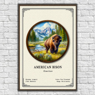 Póster Serie de Zoología del Bisonte Americano