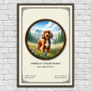 Póster Serie de Zoología del Cocker Spaniel Americano