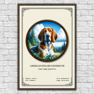 Póster Serie de Zoología del Coonhound Americano Inglés