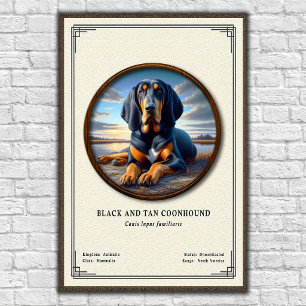 Póster Serie de Zoología del Coonhound Negro y Canela