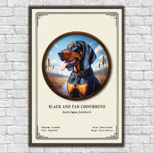 Póster Serie de Zoología del Coonhound Negro y Canela