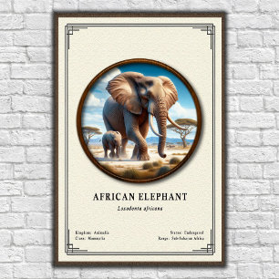 Póster Serie de Zoología del Elefante Africano