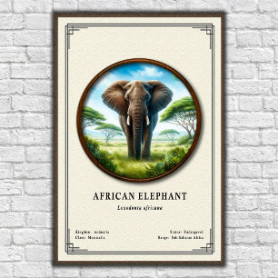 Póster Serie de Zoología del Elefante Africano