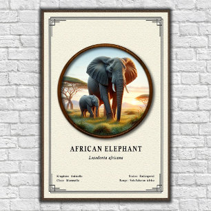 Póster Serie de Zoología del Elefante Africano