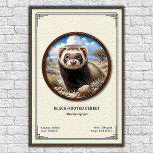 Póster Serie de Zoología del Hurón de Patitas Negras
