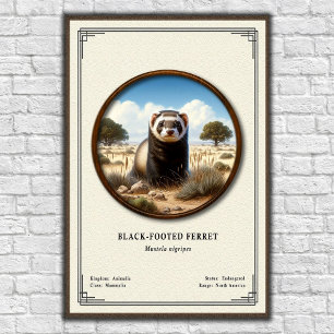 Póster Serie de Zoología del Hurón de Patitas Negras
