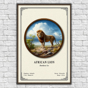 Póster Serie de Zoología del León Africano