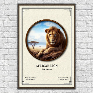 Póster Serie de Zoología del León Africano