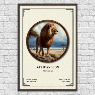 Póster Serie de Zoología del León Africano