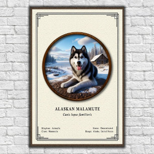 Póster Serie de Zoología del Malamute de Alaska