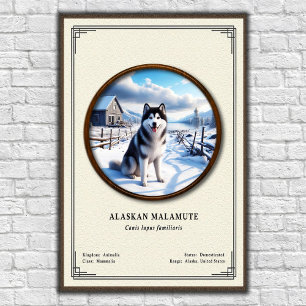 Póster Serie de Zoología del Malamute de Alaska