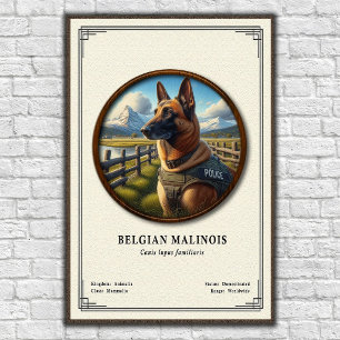 Póster Serie de Zoología del Malinois Belga