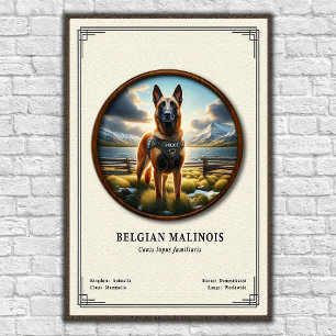 Póster Serie de Zoología del Malinois Belga