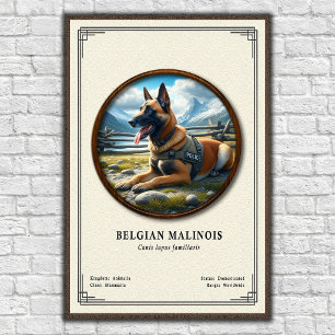 Póster Serie de Zoología del Malinois Belga