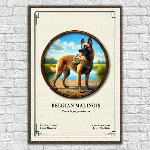 Póster Serie de Zoología del Malinois Belga
